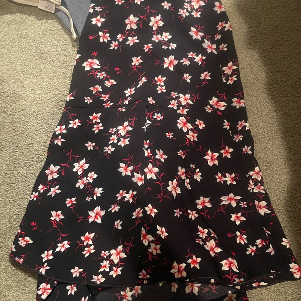 Ann Taylor Black Floral A-Line Skirt